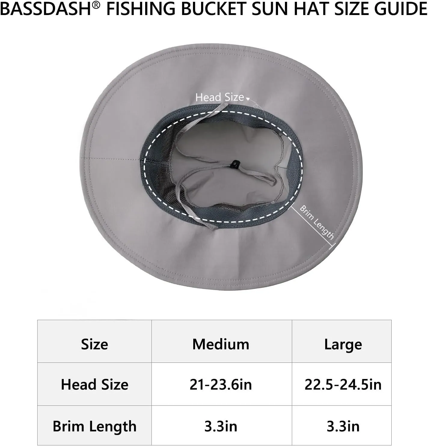 BASSDASH UPF 50  Fishing Sun Hat Water Resistant Unisex Wide Brim Bucket Boonie Hat for Hiking Camping Safari FH15