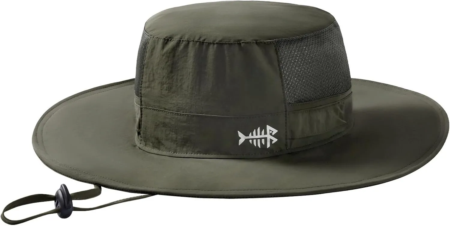 BASSDASH UPF 50  Fishing Sun Hat Water Resistant Unisex Wide Brim Bucket Boonie Hat for Hiking Camping Safari FH15