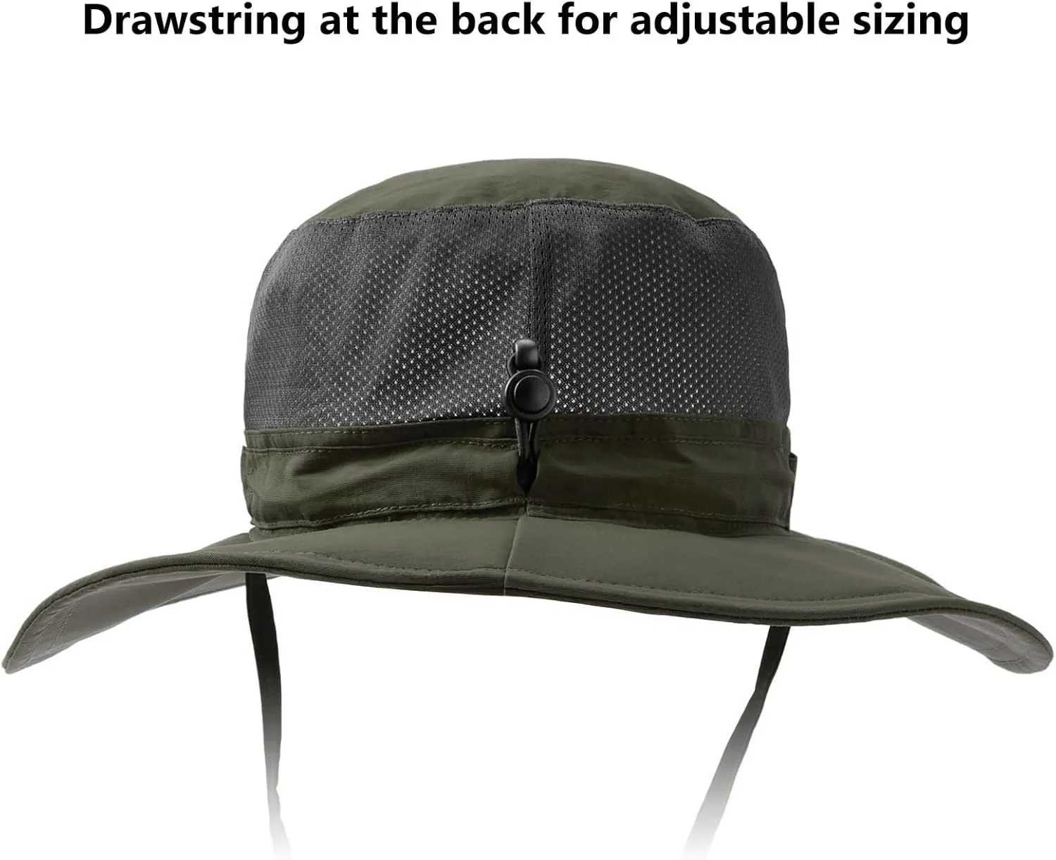 BASSDASH UPF 50  Fishing Sun Hat Water Resistant Unisex Wide Brim Bucket Boonie Hat for Hiking Camping Safari FH15