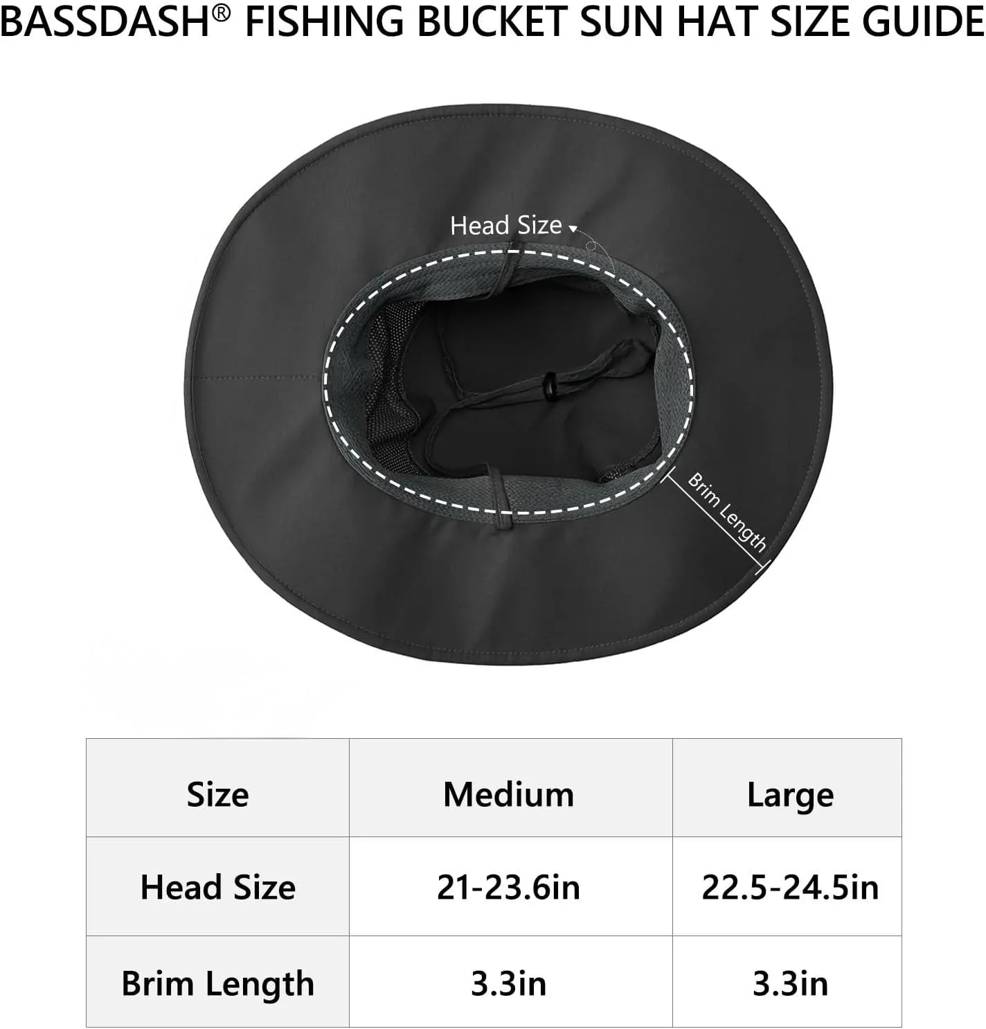 BASSDASH UPF 50  Fishing Sun Hat Water Resistant Unisex Wide Brim Bucket Boonie Hat for Hiking Camping Safari FH15
