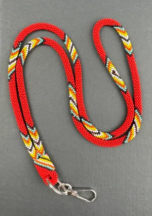 Beaded Wrap Lanyard (Red)