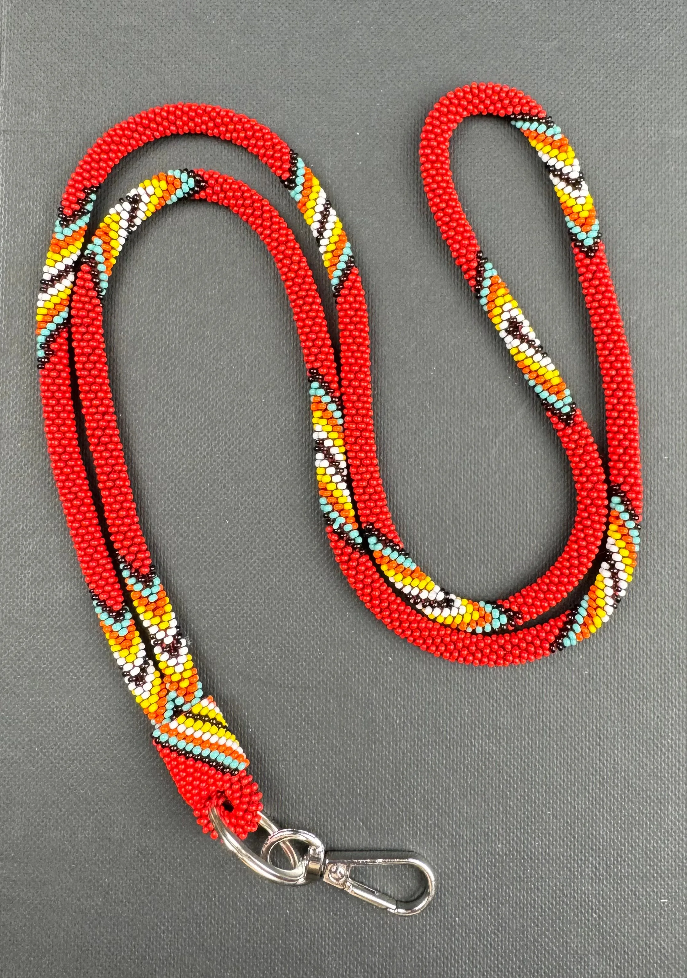 Beaded Wrap Lanyard (Red)