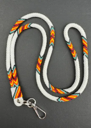 Beaded Wrap Lanyard (White)