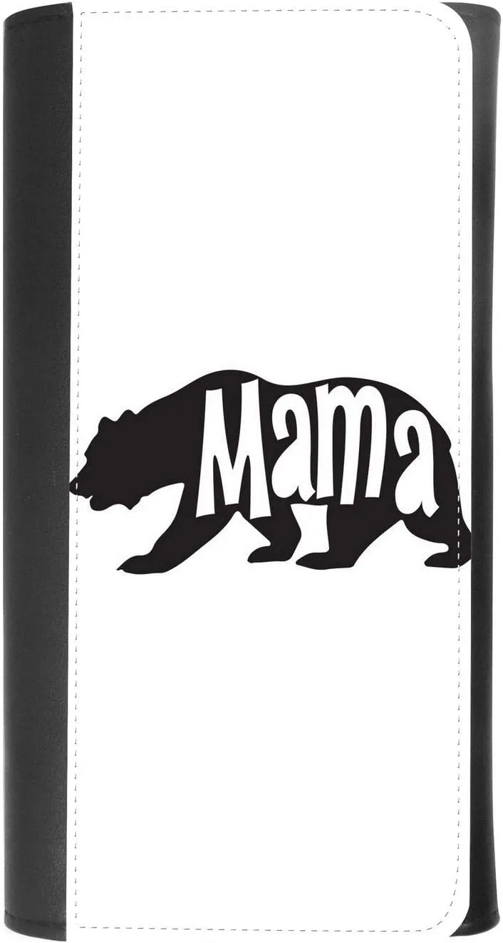 (Bear Mama) women's Patterned Leather Buckle Trifold Wallet Bag Pouch Holster With Credit Card Holder insurance for smartphones