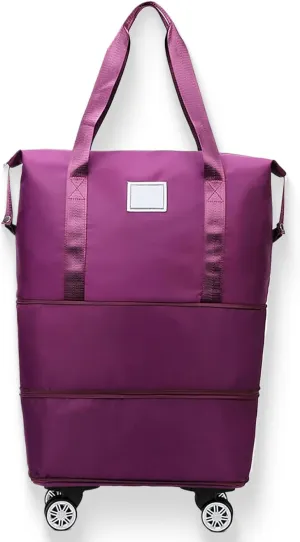 Beente Travel Bag With Wheels, 2025 New Large Capacity Travel Bag - Universal Wheel Removable, Large Expandable Tote Beente Travels Bags (Dark Purple)