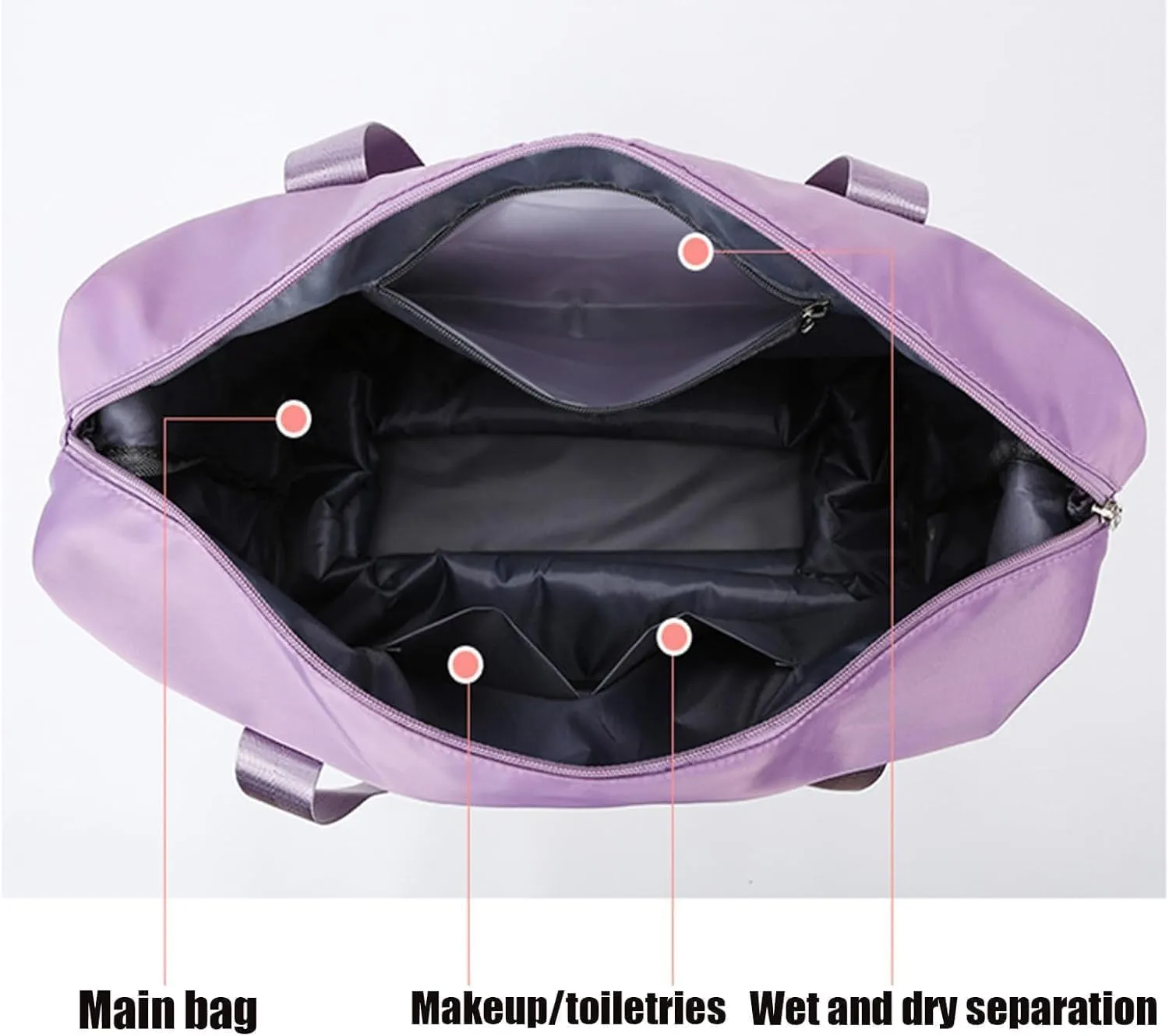 Beente Travel Bag With Wheels, 2025 New Large Capacity Travel Bag - Universal Wheel Removable, Large Expandable Tote Beente Travels Bags (Dark Purple)