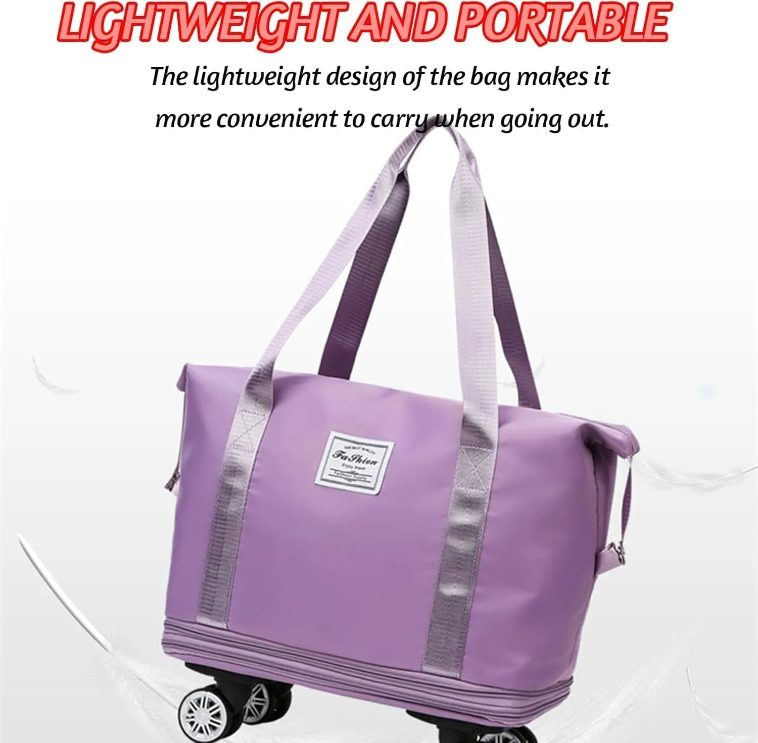 Beente Travel Bag With Wheels, 2025 New Large Capacity Travel Bag - Universal Wheel Removable, Large Expandable Tote Beente Travels Bags (Dark Purple)
