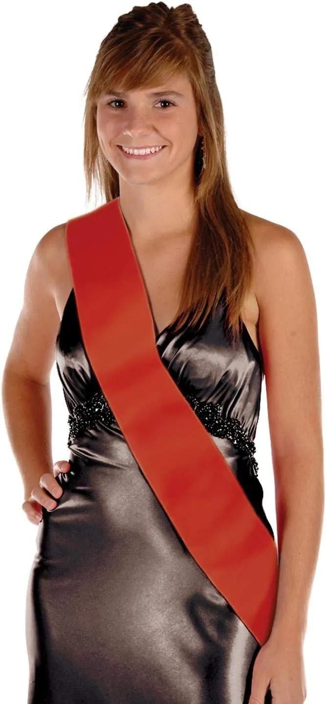 Beistle Red Satin Sashes, 2-Count Customizable Fabric Wearable for Birthdays, Bachelorette Parties, Costumes, Events & Celebrations, Blank Design for DIY Personalization, 33" x 4"