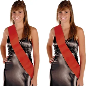 Beistle Red Satin Sashes, 2-Count Customizable Fabric Wearable for Birthdays, Bachelorette Parties, Costumes, Events & Celebrations, Blank Design for DIY Personalization, 33" x 4"