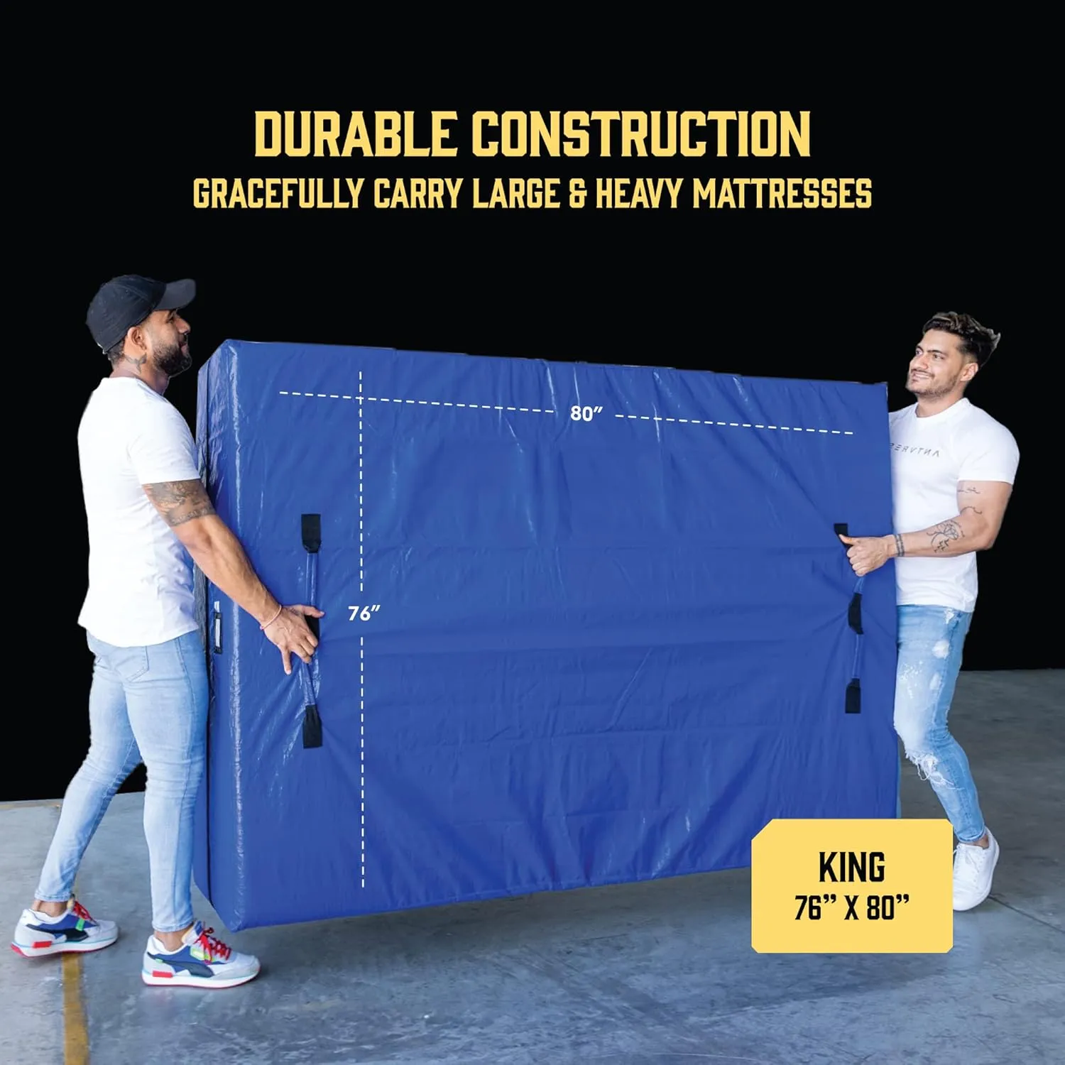 BELADOR Mattress Bags for Moving, King Size, Extra-Thick, Reusable, Blue, Zipper Closure, Water-Resistant & Durable Construction, Mattress Cover