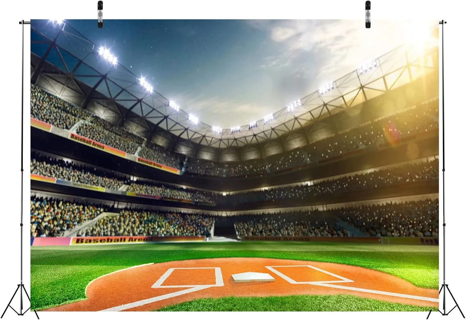 BELECO 7x5ft Fabric Baseball Backdrop Baseball Field Stadium Photography Backdrop for Baby Shower Birthday Party Decoration Sport Games Photo Background Props