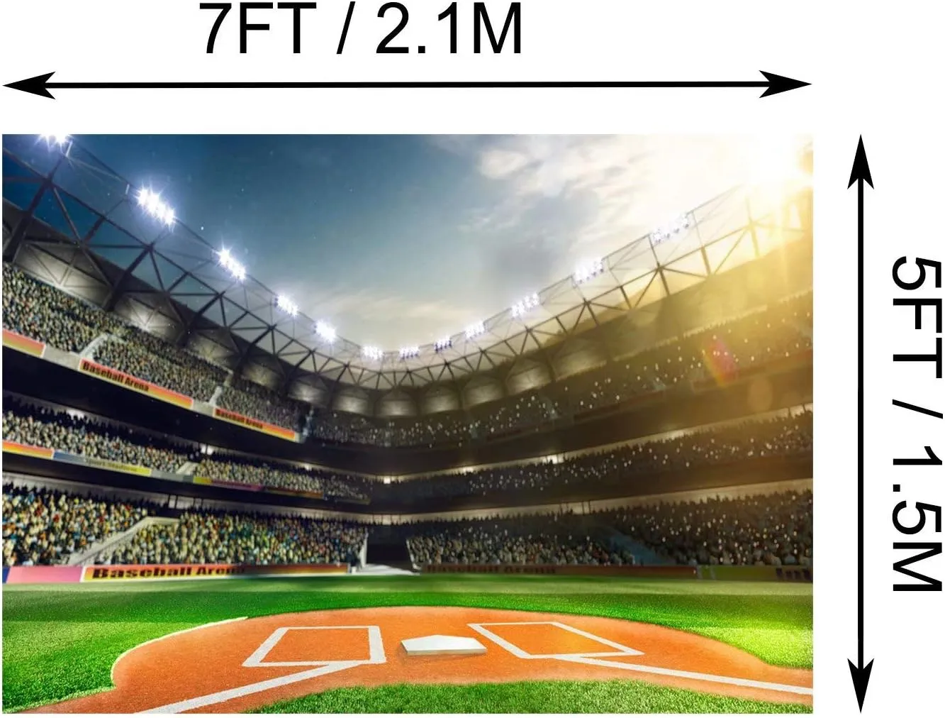 BELECO 7x5ft Fabric Baseball Backdrop Baseball Field Stadium Photography Backdrop for Baby Shower Birthday Party Decoration Sport Games Photo Background Props