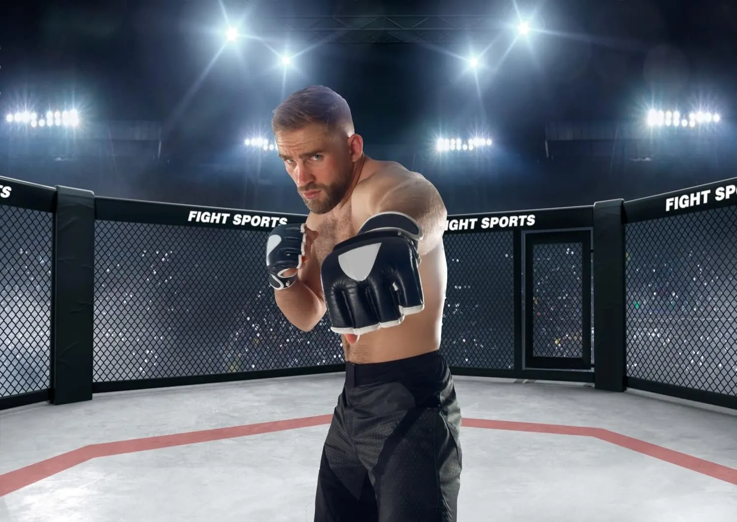 BELECO 7x5FT Fabric Boxing Backdrop Stadium Light 3D Arena Photo Backdrop Fight Sports Competition Ring Photography Background UFC Decor Baby Shower Birthday Party Boys Men Photo Props
