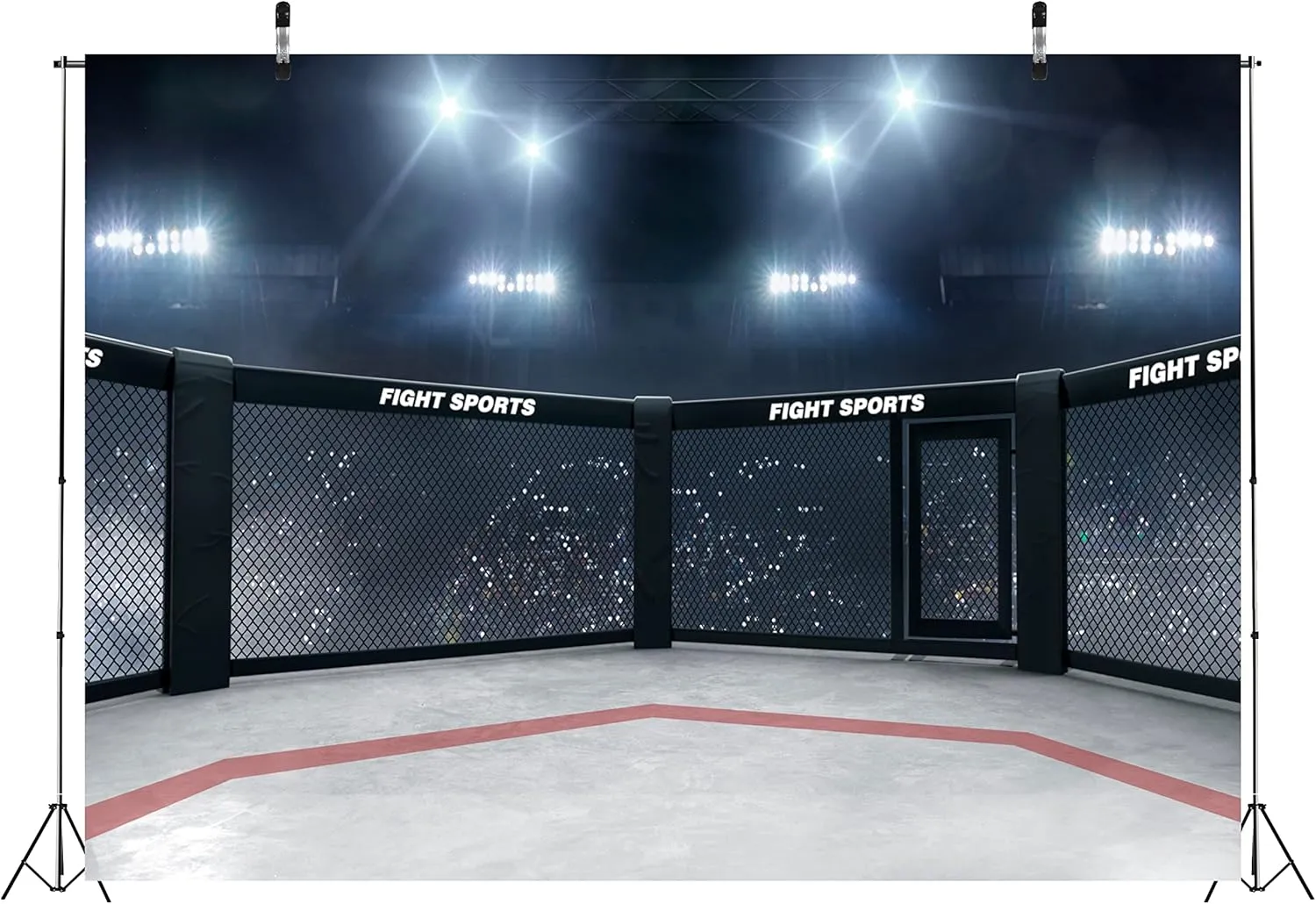 BELECO 7x5FT Fabric Boxing Backdrop Stadium Light 3D Arena Photo Backdrop Fight Sports Competition Ring Photography Background UFC Decor Baby Shower Birthday Party Boys Men Photo Props