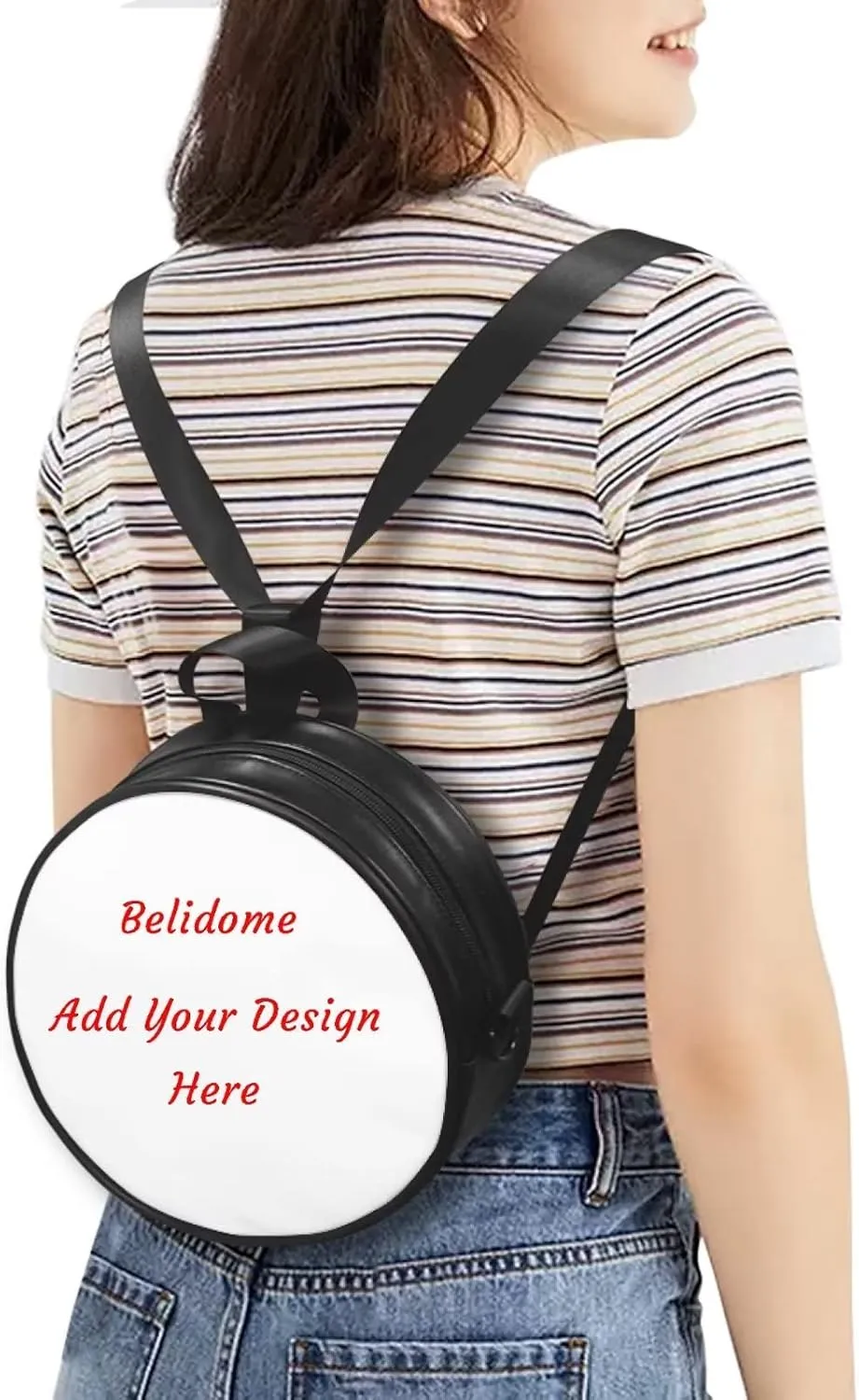 Belidome Leather Round Crossbody Bag for Women Girls Messenger Wallet Leather Purse