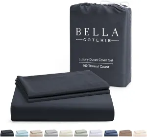 Bella Coterie Luxury Bamboo Viscose King Size Duvet Cover Set | 100% Organically Grown | Corner Ties | Ultra Soft | Cooling | Two Pillow Shams | 106 x 94 | No Insert [Charcoal Grey]
