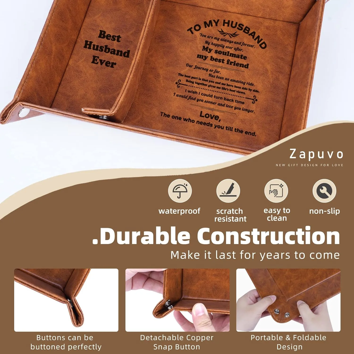 Best Husband Ever PU Leather Tray and Keychain, Men Anniversary Birthday Gifts Ideas for Him Husband Boyfriend Who Has Everything from Wife