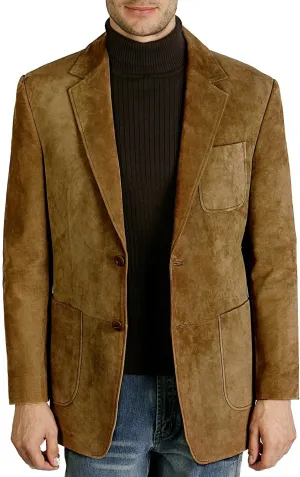 BGSD Men Steve 2-Button Suede Leather Blazer Sport Coat Jacket (Also available in Big and Tall and Short)