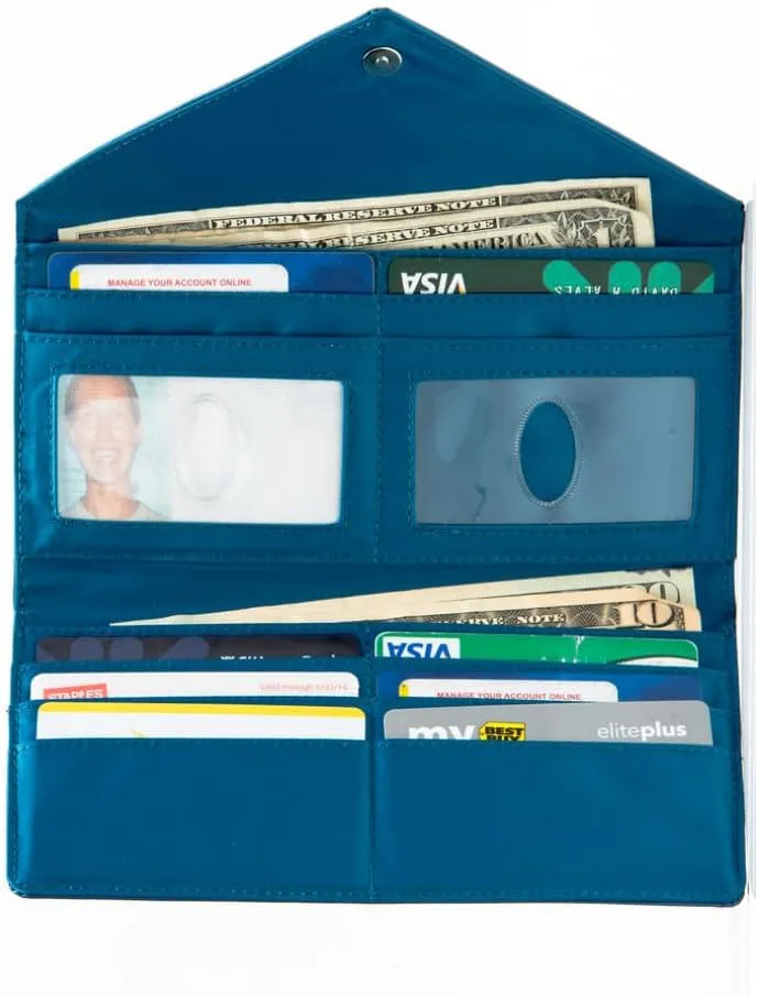 Big Skinny Women's Slimvelope Leather Tri-Fold Checkbook Slim Wallet, Holds Up to 40 Cards