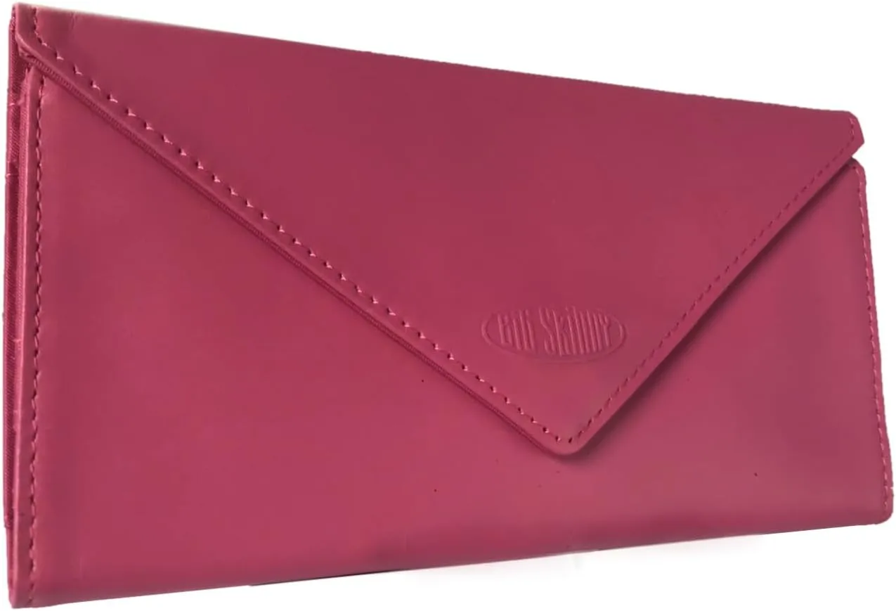 Big Skinny Women's Slimvelope Leather Tri-Fold Checkbook Slim Wallet, Holds Up to 40 Cards