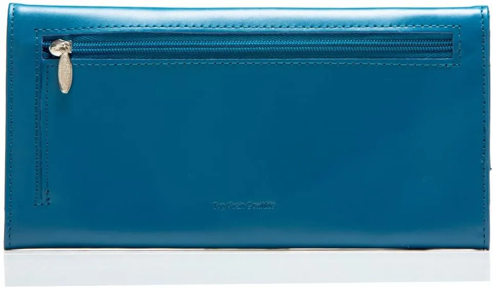 Big Skinny Women's Slimvelope Leather Tri-Fold Checkbook Slim Wallet, Holds Up to 40 Cards