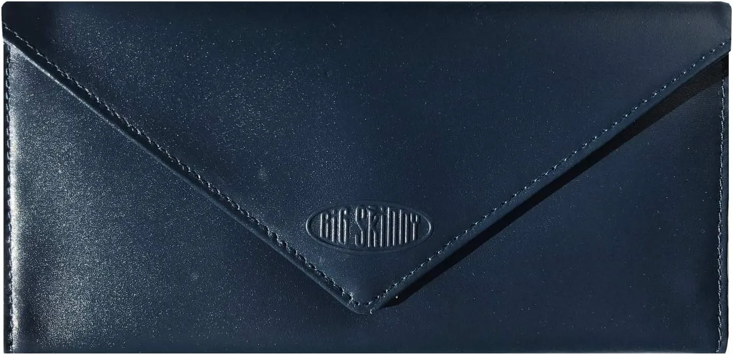 Big Skinny Women's Slimvelope Leather Tri-Fold Checkbook Slim Wallet, Holds Up to 40 Cards