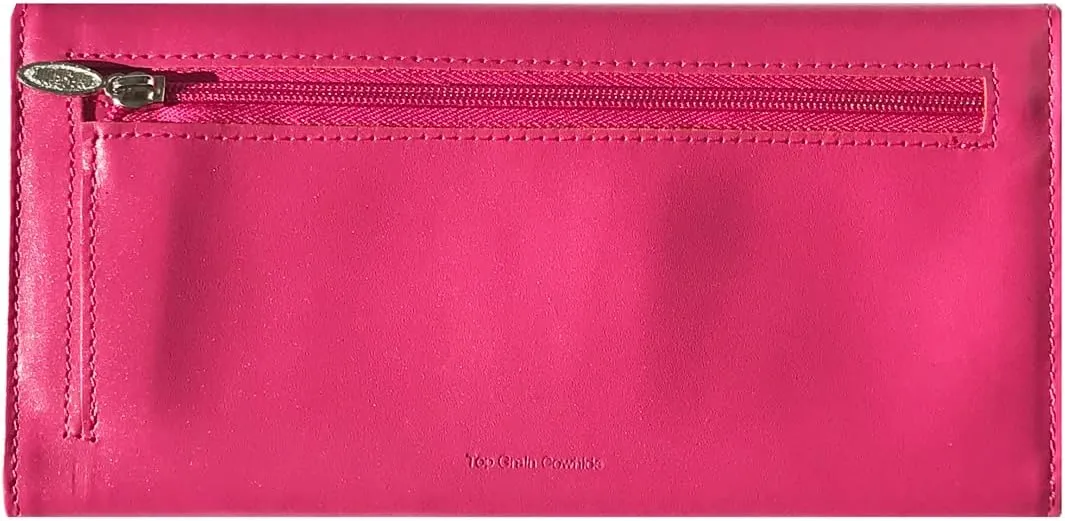 Big Skinny Women's Slimvelope Leather Tri-Fold Checkbook Slim Wallet, Holds Up to 40 Cards