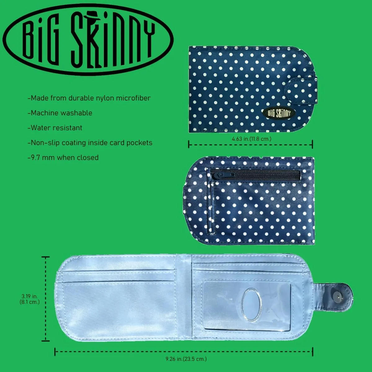 Big Skinny Women's Taxicat Bi-Fold Slim Wallet, Holds Up to 25 Cards