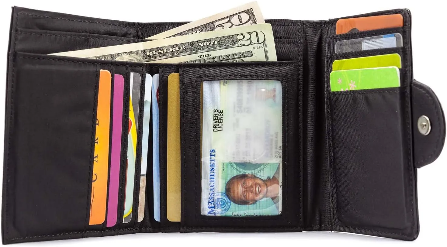 Big Skinny Women's Trixie Leather Tri-Fold Slim Wallet, Holds Up to 30 Cards