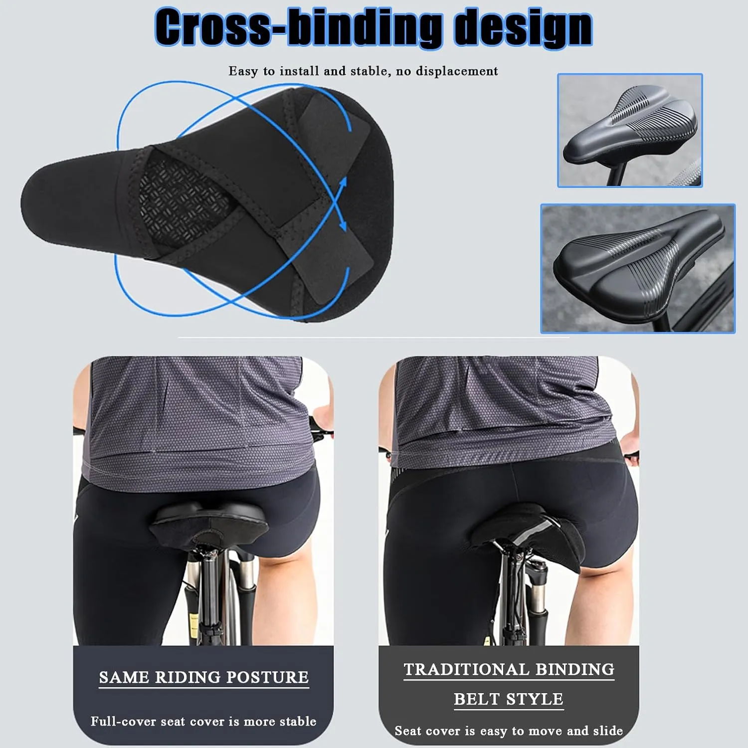 Bike Seat Cushion for Scott SUB Sport eRide 20 Men, Memory Foam & Gel Padded Cover Bicycle Seat for Men Women Shock-Absorbing Comfort Bike Seat Pad,A