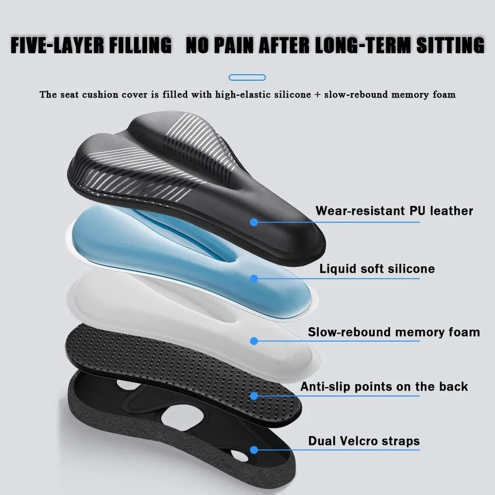 Bike Seat Cushion for Scott SUB Sport eRide 20 Men, Memory Foam & Gel Padded Cover Bicycle Seat for Men Women Shock-Absorbing Comfort Bike Seat Pad,A