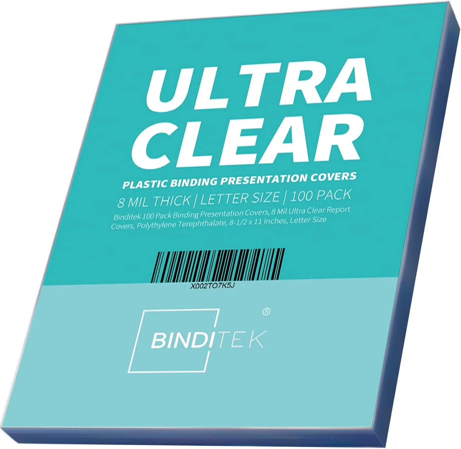 Binditek 100 Pack 8 Mil Ultra Clear Report Covers, Polythylene Terephthalate, 8.5 x 11 Inches, Letter Size, Square Corners, Un-Punched, for Students and Coworkers