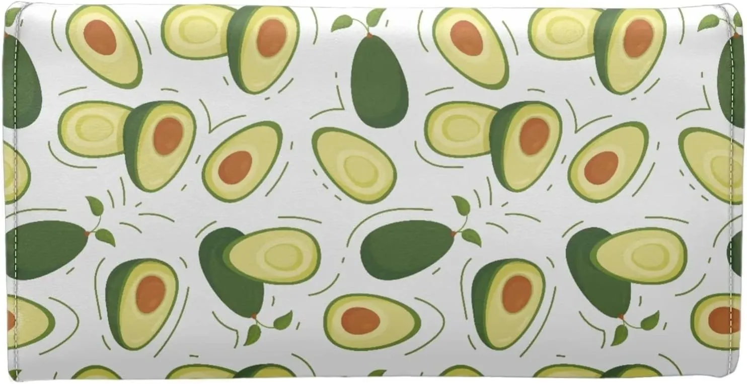 Binienty Fruit Theme Avocado Wallet for Women,PU Leather Card Holder Organizer Trifold Purse for Travel