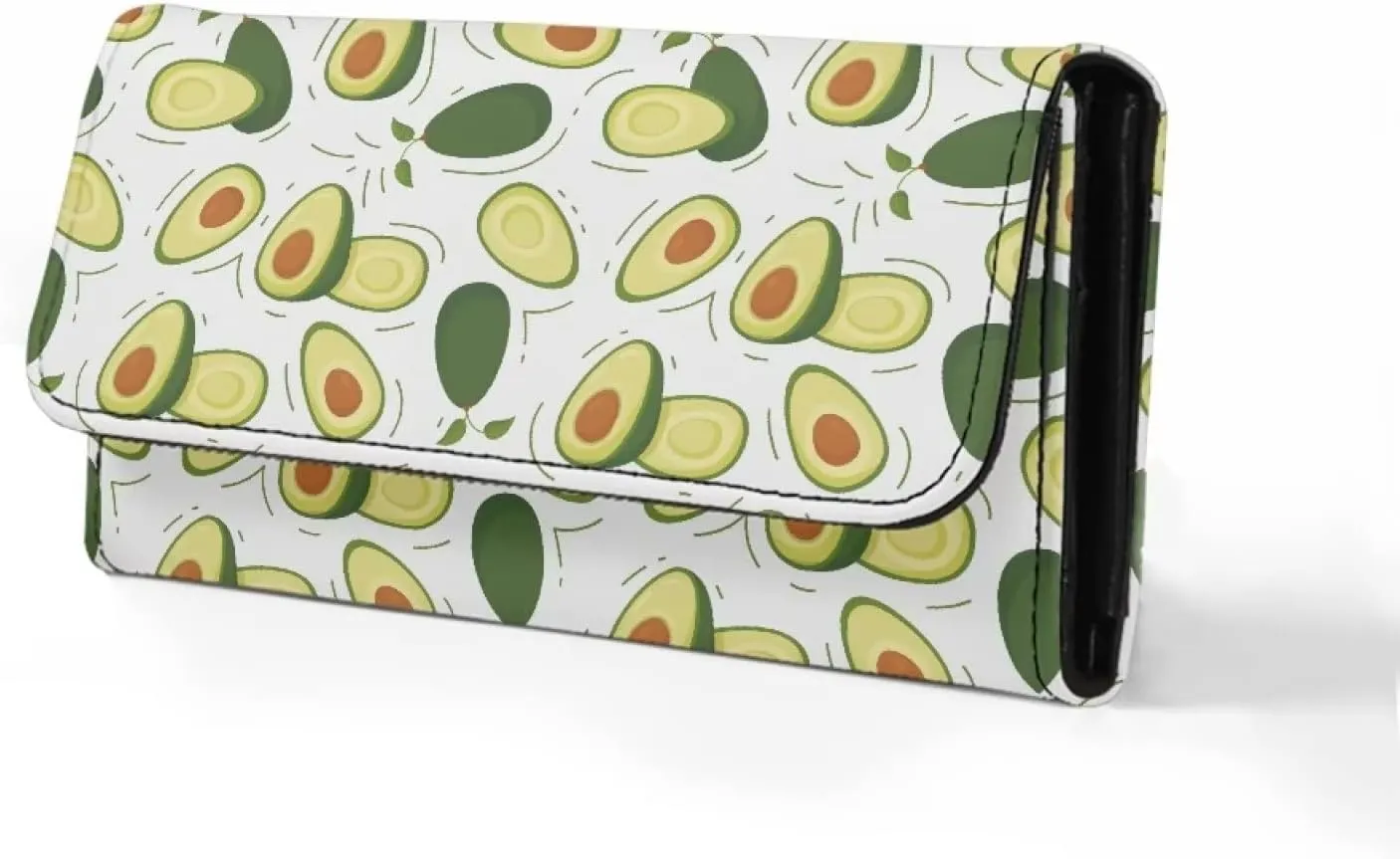 Binienty Fruit Theme Avocado Wallet for Women,PU Leather Card Holder Organizer Trifold Purse for Travel