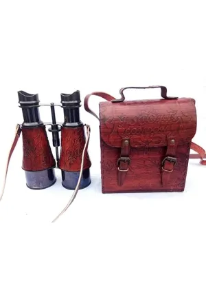 Binoculars Brass Antique Nautical Handmade Binoculars With Leather Case