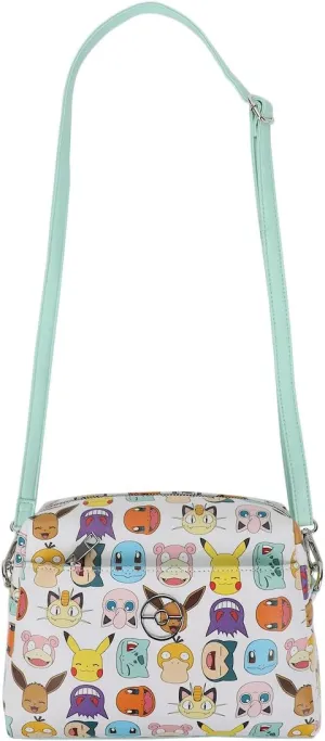 Bioworld Pokemon First Generation Faces Women's White Crossbody Handbag