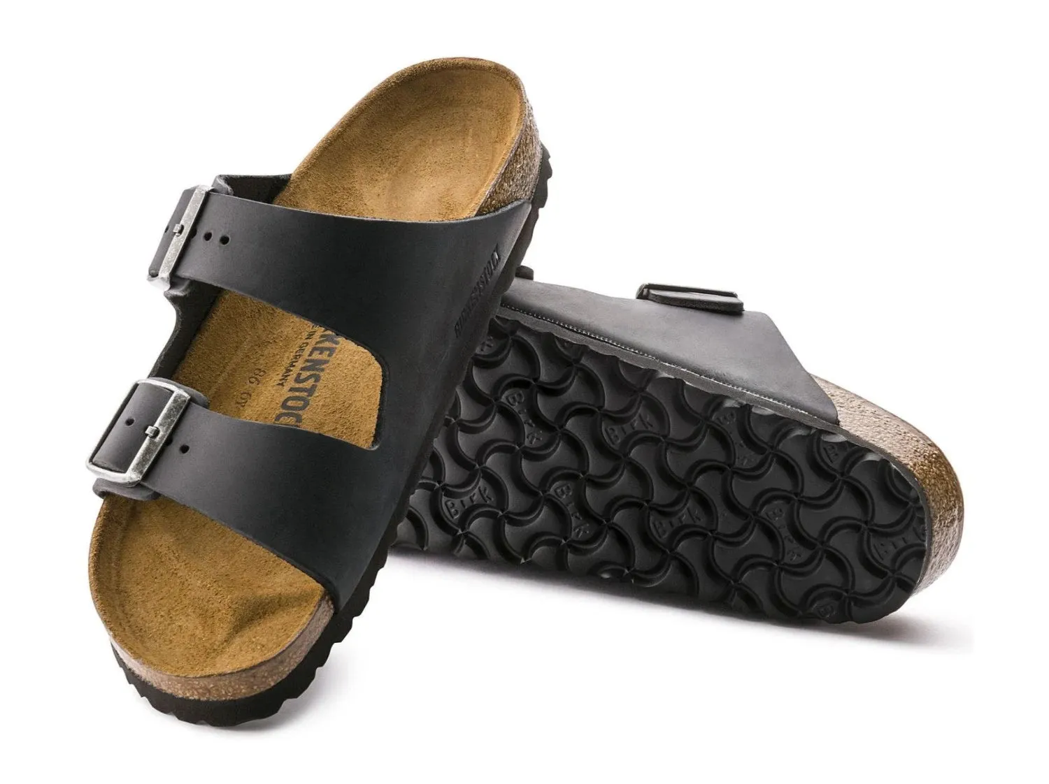 Birkenstock Arizona Oiled Leather Black Narrow Slide