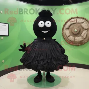 Black Cabbage mascot costume character dressed with a Circle Skirt and Tie pins, Large