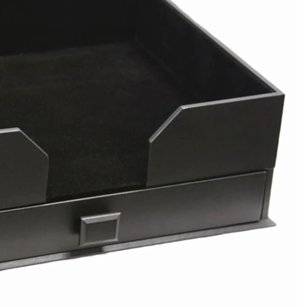 Black Leather Deluxe 17" x 14" Conference Pad & Coaster Holder