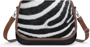 Black White Stripes Zebra Print Women's Shoulder Bag, Handbag, Crossbody Bag