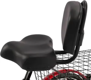 Black Wide Comfort Tricycle Bike Seat,Electric Bicycle Saddle Seat Pad with Back Rest,Comfort Leather Cushion Soft Pad for Tricycle or Electric Vehicle