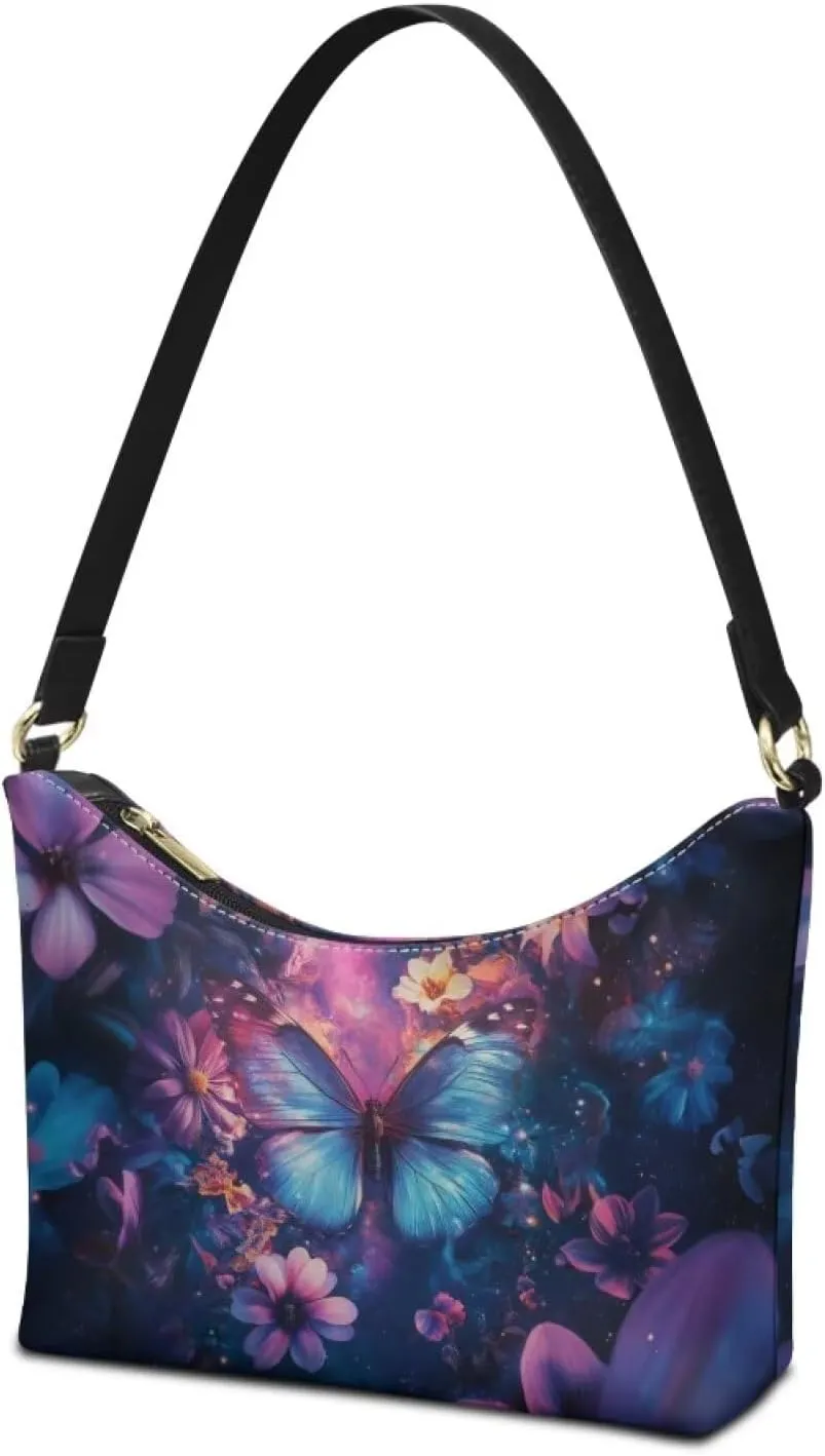 BLeather Underarm Bag for Women Shoulder Handbag with Zipper Fashion Travel Purse
