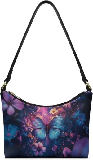 BLeather Underarm Bag for Women Shoulder Handbag with Zipper Fashion Travel Purse