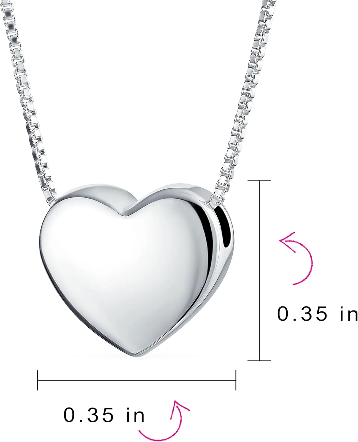 Bling Jewelry Personalized Plain Simple Engravable Alphabet A-AZ Initial Monogram Heart Pendant Necklace Slide Pendant For Women For Girlfriend Polished .925 Sterling Silver Customizable