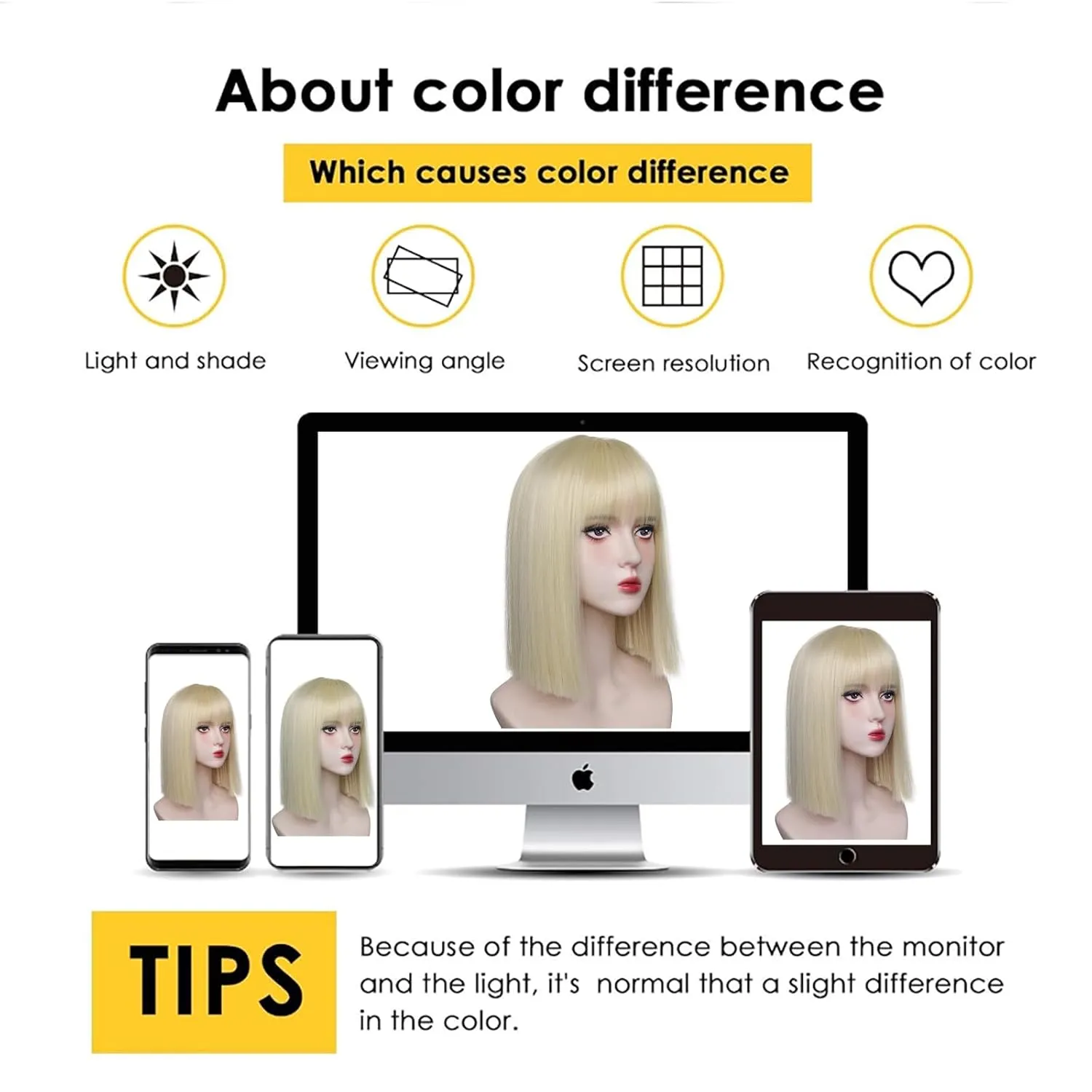 Blonde Bob Wig with Bangs Short Blonde Straight Wigs for Women Natural Looking Heat Resistant Synthetic wigs for Grils Daily Party Halloween Cosplay Use 13inch