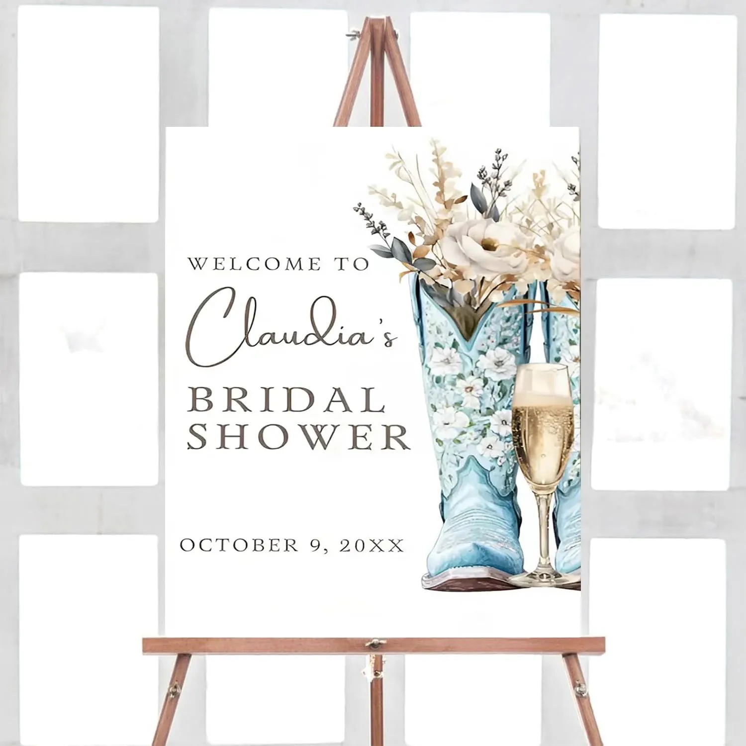 Blue Boots and Bubbly Bridal Shower Welcome Sign, Bridal Shower Signs, Bridal Shower Welcome Sign, Welcome to Bridal Shower Sign, Personalized Bridal Shower Signs