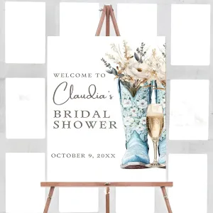 Blue Boots and Bubbly Bridal Shower Welcome Sign, Bridal Shower Signs, Bridal Shower Welcome Sign, Welcome to Bridal Shower Sign, Personalized Bridal Shower Signs