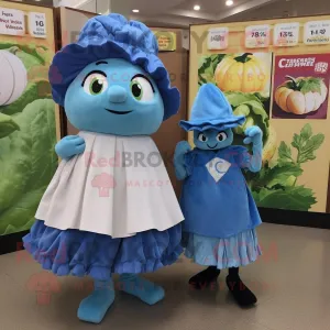 Blue Cabbage mascot costume character dressed with a Shift Dress and Cummerbunds, Large