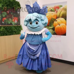 Blue Cabbage mascot costume character dressed with a Wrap Skirt and Belts, Large