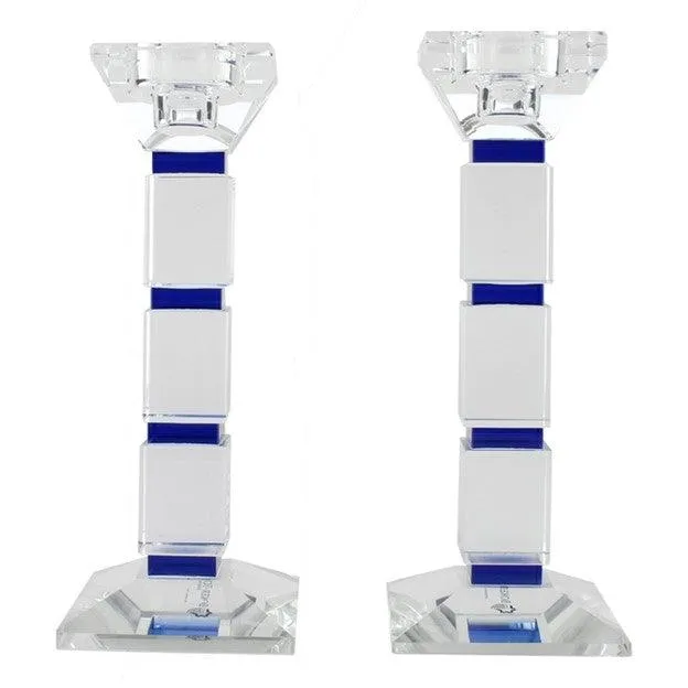 Blue Crystal Candlesticks Set